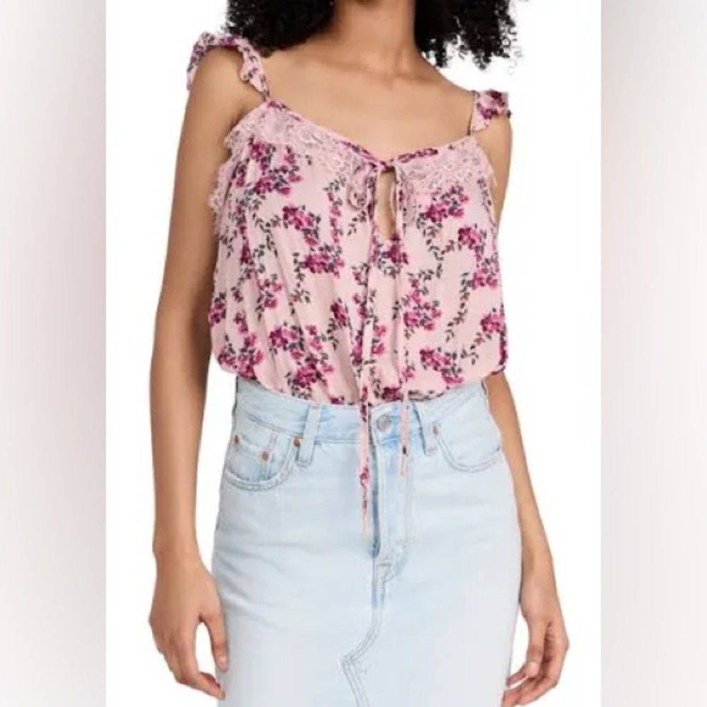 Free People Take It Away Bodysuit in Pink Combo. NWT M